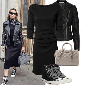 Léto Outfit s Černá/Tmavě zelená Kožené Bund/Motorkářská bunda/Motorkářské Bund/Bunda z Umělé Kůže Noisy may "Podzimní Outfity"