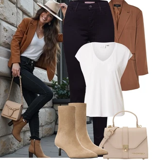 Outfit s Hnědá/Béžová VERO MODA "Podzimní Outfity"
