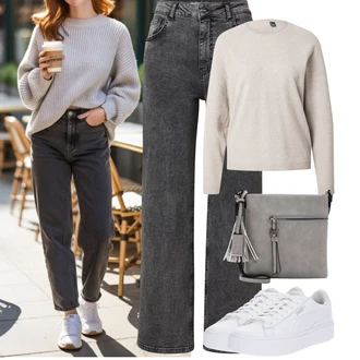 Od 50 let Outfit s Bílá Nízká Teniska/Teniska s dírkovaným vzorem/Úzká teniska/Teniska na platformě Puma "Podzimní Outfity"