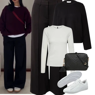 Outfit s Černá/Hnědá/Bílá Taška Ledvinka/Klasická Taška Přes Rameno/Malá Taška/Taška na telefon/Brašna/Sportovní Taška Přes Rameno About You "Podzimní Outfity"