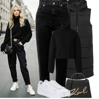 S páskem Outfit s Černá Mom Jean/Dad Džíny/Zužující se Džíny/Girlfriend Džíny/Plisované Džíny/High Waist Džínové Kalhoty/Zkrácené Džíny/Džíny s Rozparkem levi's ® "Podzimní Outfity"