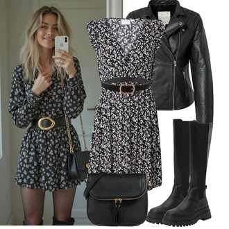 Narozeniny Léto Outfit s Modrá/Bílá/Černá/Šedá/Tmavě šedá Letní Šaty/Šaty Do Áčka/Šaty Bez Rukávů/Šaty Niki/Zavinovací Šaty/Rock'n rollové šaty/Žerzejové Šaty/Ležérní Šaty/Šaty S Potiskem Vila "Podzimní Outfity"Look: 30. narozeniny, 40. narozeniny, Koncert, Chatky, Den matek, Zvláštní příležitosti, Coachella, Malle, Zahradní večírek, Festival, Narozeniny