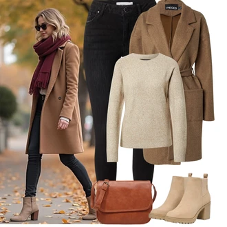 Dlouhé Outfit s ?erná/Tmav? ?edá Slim Fit D?íny/High Waist D?ínové Kalhoty/Motorká?ské D?íny/Push up D?ín/Ko?ené Boty/D?íny s Rozparkem/Ko?ená bunda/Termální D?íny/Zimní bunda Vila "Podzimní Outfity"