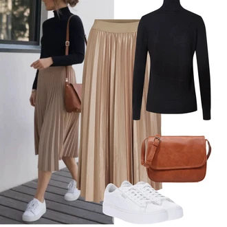 Outfit s Černá Svetr z Jemné Pleteniny/Termo Svetr/Rolák/Svetr s límečkem SAINT TROPEZ "Podzimní Outfity"