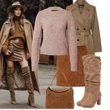 Podzimní outfity s koženou sukní image