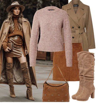 Léto Outfit s Hn?dá/Tmav? hn?dá Krátká Sukn?/Sukn? z um?lé k??e/Man?estrová Sukn?/Ko?ená MiniSukn?/70tá Léta MiniSukn?/Ko?ená Sukn? VERO MODA "Podzimní Outfity"