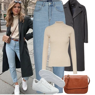 Outfity s "mom" džínami "Podzimní Outfity"