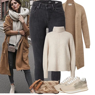 Outfit s Modrá/Tmavě modrá/Šedá/Tmavě šedá/Světle šedá Kožená bunda/Zkrácené Džíny/Slim Fit Džíny/Džíny s Rozparkem/Zimní bunda/High Waist Džínové Kalhoty/Termální Džíny/Capri Džíny/Dámské Džíny s Délkou 7/8/Kožené Boty/Kotníková Bota/Push up Džín Only "Podzimní Outfity"