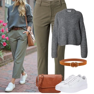 Outfit s Oranžová/Hnědá/Béžová Ležérní pásek/Pásek bez Přezky/Kožený Pásek/Široký Opasek/Klasické Pásky Pieces "Podzimní Outfity"