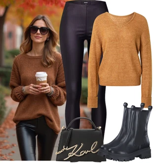 Outfit s Černá Bota Chelsea Boty/Kožená bunda/Motorkářská Bota/Kotníková Bota s Podšívkou/Plochá Kotníková Bota Tamaris "Podzimní Outfity" Outfit s Černá Bota Chelsea Boty/Kožená bunda/Motorkářská Bota/Kotníková Bota s Podšívkou/Plochá Kotníková Bota Tamaris "Podzimní Outfity"