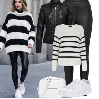 Léto Outfit s Černá/Červená Motorkářské Bund/Kožené Bund/Motorkářská bunda/Bunda z Umělé Kůže Only "Podzimní Outfity"