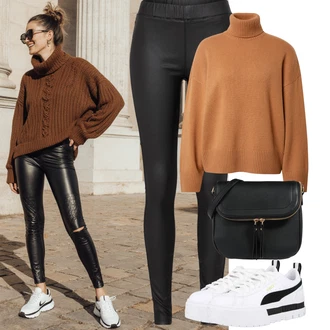 Outfit s Černá/Hnědá Taška/Klasická Taška Přes Rameno/Brašna/Sportovní Taška Přes Rameno About You "Podzimní Outfity"