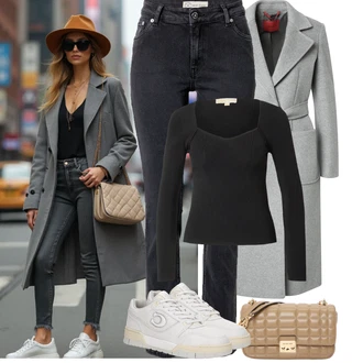 Outfit s Černá/Béžová/Hnědá Pletený top/Top Na Party/Jednoduchý top MICHAEL Michael Kors "Podzimní Outfity"