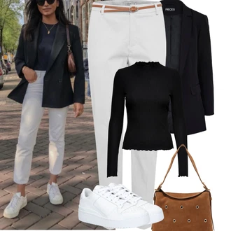 Outfit s Černá/Šedá/Tmavě šedá/Zelená/Fialová Nezařazené Pieces, Černá Pletený top/Pletené tričko/Roláková Košile Only "Podzimní Outfity"