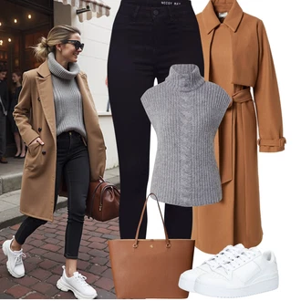 Moderní Matka nevěsty Outfit s Hnědá/Béžová kendall for about you "Podzimní Outfity"Look: Old Money, Moderní, Cool, Francouzské, Univerzitní, Italský