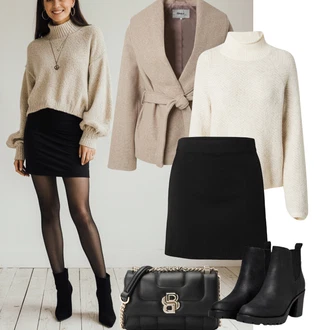 Outfit s Černá Kotníková Bota s Podšívkou/Chelsea Boty/Kožená kotníková bota/Gumová Kotníková Bota/Kožená bunda Only "Podzimní Outfity"