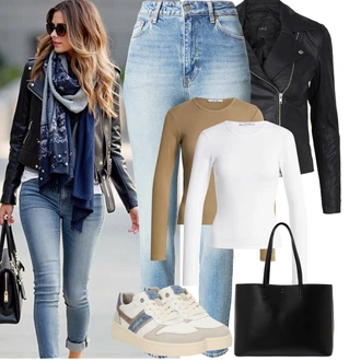 Outfit s Černá/Tmavě šedá/Růžová/Bílá Kožené Bund Bunda z Umělé Kůže/Motorkářské Bund/Kožené Bund/Motorkářská bunda/Bunda s Bočním Zipem yas "Podzimní Outfity" Outfit s Černá/Tmavě šedá/Růžová/Bílá Kožené Bund Bunda z Umělé Kůže/Motorkářské Bund/Kožené Bund/Motorkářská bunda/Bunda s Bočním Zipem yas "Podzimní Outfity"