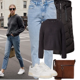 Turistika Outfit s Černá Dlouhé bundy/Bunda na přetažení přes hlavu/Letní peřová bunda/Zimní Bund/Zimní Parka/Puchová Bund JdY "Podzimní Outfity"Look: Airsoft, Turistika, Horolezectví