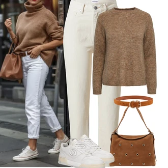 Narozeniny Léto Outfit s Khaki/Béžová Dad Džíny/Zkrácené Džíny/Zužující se Džíny/Girlfriend Džíny/Mom Jean/High Waist Džínové Kalhoty Armedangels "Podzimní Outfity"Look: Bar, 18. narozeniny, 30. narozeniny, Den na pláži, Koncert, Chatky, Den matek, Škola, Narozeniny