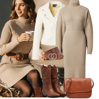 Retro Outfit s Béžová/Hnědá Ležérní pásek/Kožený Pásek/Široký Opasek/Klasické Pásky/Pásek bez Přezky Vanzetti "Podzimní Outfity"Look: 30 léta, Klasické, Cool, Bezešvé, Unisex, Retro, 80tá léta