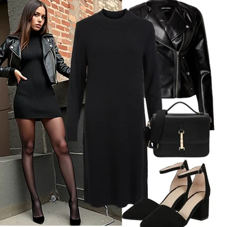 Léto Outfit s Černá Motorkářská bunda/Kožené Bund Bunda z Umělé Kůže/Kožené Bund/Motorkářské Bund VERO MODA "Podzimní Outfity"