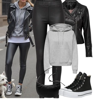 Léto Outfit s Černá/Červená Kožené Bund Bunda z Umělé Kůže/Motorkářská bunda/Motorkářské Bund/Kožené Bund Only "Podzimní Outfit"