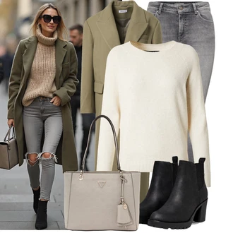 Outfit s Černá Kotníková Bota s Podšívkou/Chelsea Boty/Kožená kotníková bota/Gumová Kotníková Bota/Kožená bunda Only "Lehký outfit"