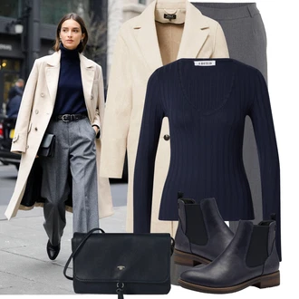 Outfit s Khaki/Béžová Přechodový Kabát/Vlněný Fleecový Kabát/Lodenový kabát/Lehký Kabát/Midi Kabát/Vintage Kabát/Kašmírový Kabát/Zimní Kabát Vlněný kabát Only "Módní vzhled na podzim"