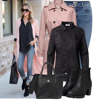 Outfit s Černá Kotníková Bota s Podšívkou/Chelsea Boty/Kožená kotníková bota/Gumová Kotníková Bota/Kožená bunda Only "Módní vzhled na podzim"