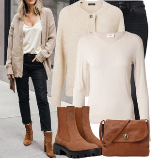 Dlouhé Outfit s ?erná/?edá/Tmav? ?edá Ko?ená bunda/Termální D?íny/Slim Fit D?íny/Zimní bunda/Push up D?ín/Motorká?ské D?íny/Ko?ené Boty/High Waist D?ínové Kalhoty/D?íny s Rozparkem Only "Módní vzhled na podzim"