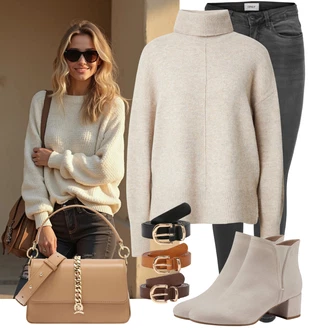 Outfit s Šedá/Khaki/Světle šedá/Tmavě šedá Skinny Kalhoty/Džínové Legíny/Jeggings/Tregíny Only "Módní vzhled na podzim"