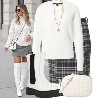 Punk Outfit s Bílá Bota na platform?/Bota na Platform? Steve Madden "Módní vzhled na podzim"Look: Blokování barev, Punk, Steampunk, Techno