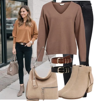 Dlouhé Outfit s ?erná/?edá/Tmav? ?edá Ko?ená bunda/Termální D?íny/Slim Fit D?íny/Zimní bunda/Push up D?ín/Motorká?ské D?íny/Ko?ené Boty/High Waist D?ínové Kalhoty/D?íny s Rozparkem Only "Módní vzhled na podzim"