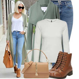 Outfit s Modrá/Světle Modrá/Tmavě Modrá Kožená bunda/Zimní bunda/Push up Džín/Navlékací džíny/Džín s Nízkým Pasem/Kožené Boty/Kotníková Bota/Džíny s Nízkým Sedem Only "Módní vzhled na podzim"