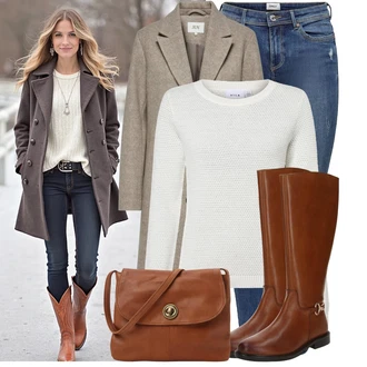 Outfit s Modrá/Tmavě Modrá/Světle Modrá Kožená bunda/Navlékací džíny/Kožené bundy/Džíny s Nízkým Sedem/Džín s Nízkým Pasem/Džíny s Dírou/Džíny s Rozparkem/Push up Džín/Kožené Boty/Kotníková Bota Only "Módní vzhled na podzim"