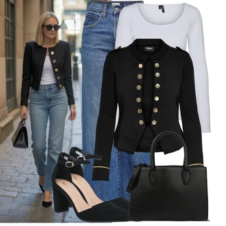 Outfit s Světle modrá/Modrá Džín s Širokou Nohavicí/Džíny Volného Střihu/High Waist Džínové Kalhoty/Džíny s Rozparkem/Zvonové Džíny/Džíny Culottes/Vintage džíny Only "Módní vzhled na podzim"