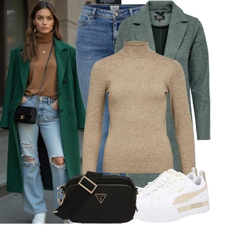 Narozeniny Léto Outfit s Šedá/Bílá/Béžová Nízká Teniska/Teniska na platformě Puma "Outfit na podzim"Look: Narozeniny, Pohřeb, Koncert, Škola, Svatba