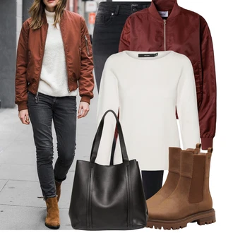 Dlouhé Outfit s ?erná/?edá/Tmav? ?edá Ko?ená bunda/Termální D?íny/Slim Fit D?íny/Zimní bunda/Push up D?ín/Motorká?ské D?íny/Ko?ené Boty/High Waist D?ínové Kalhoty/D?íny s Rozparkem Only "Outfit na podzim"