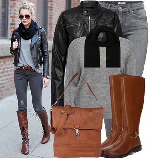 Léto Outfit s Černá/Červená Motorkářské Bund/Kožené Bund/Motorkářská bunda/Bunda z Umělé Kůže Only "Outfit v podzimních barvách"