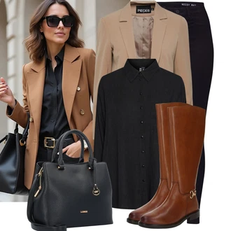 Moderní Matka nevěsty Outfit s Béžová Pieces "Perfekt na podzim"Look: Kancelář, Business, Univerzitní, Unisex, Moderní, Cool