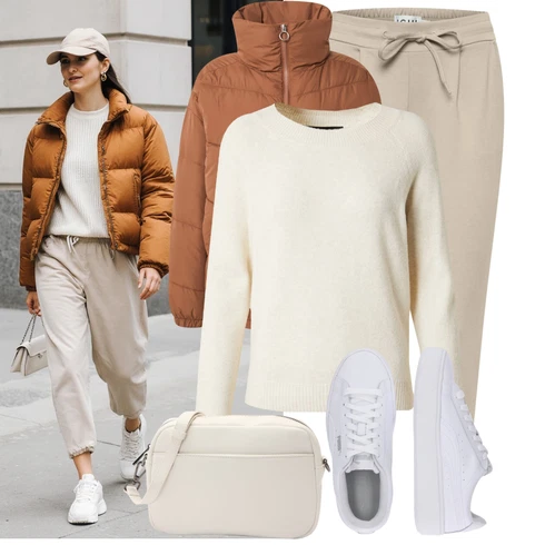 Kombinace Béžová/Khaki/Hnědá Kalhoty s Vysokým Pasem/Paperbag Kalhoty/Mušelínové kalhoty/Ležérní Kalhoty Ichi