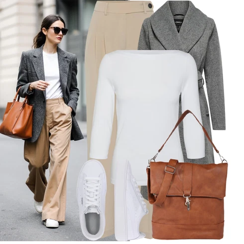 Kombinace Béžová/Khaki/Hnědá Palazzo Kalhoty/Culotte Kalhoty/Plisovaná Kalhoty/Plisovaná kalhoty/Navlékací Kalhoty/Slinky Kalhoty/Mušelínové kalhoty/Kalhoty s nášivkou uprostřed/Marlene Kalhoty Lascana