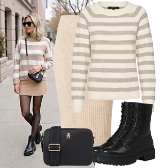 Gotický Outfit s Černá Šněrovací Kotníková Bota/Bojová Bota/Bota na Platformě/Šněrovací Kozačka na Platformě About You "Podzimní Look"Look: Gotický, Metal, Venkovní, Techno