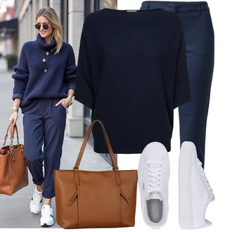 Zip Outfit s Tmavě modrá/Modrá Nezařazené VERO MODA "Podzimní Look"