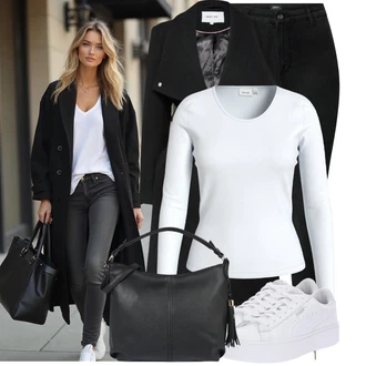 Styl, Western Outfit s Černá Džínové Legíny/Legíny s Podšívkou/Skinny Kalhoty/Legíny s Vysokým Pasem/Kožená bunda/Manšestrový legíny/Termo Kalhoty/Legíny s Rozparkem/Jeggings/Tregíny/Pletený Legín Only "Podzimní Look"Look: Styl, Cool, Disko, Venkovní