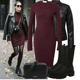 Léto Outfit s Černá/Červená Motorkářské Bund/Kožené Bund/Motorkářská bunda/Bunda z Umělé Kůže Only "Podzimní Look"