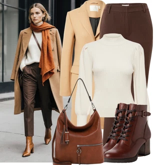 Normální st?ih Outfit s Bé?ová/Hn?dá/Oran?ová guido maria kretschmer women, Khaki/Bílá/Krémová/Bé?ová Basic Svetr/Svetr Carmen/Ka?mírový Svetr/Svetr z Jemné Pleteniny/Jednoduchý Svetr/Rolák/Vln?ný Svetr/Svetr s líme?kem Only "Podzimní Look"