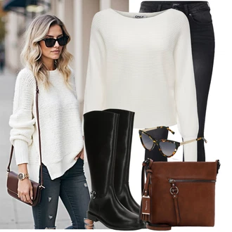 Dlouhé Outfit s ?erná/?edá/Tmav? ?edá Ko?ená bunda/Termální D?íny/Slim Fit D?íny/Zimní bunda/Push up D?ín/Motorká?ské D?íny/Ko?ené Boty/High Waist D?ínové Kalhoty/D?íny s Rozparkem Only "Podzimní Look"