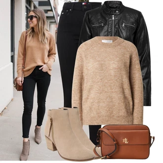 Léto Outfit s Černá/Červená Motorkářské Bund/Kožené Bund/Motorkářská bunda/Bunda z Umělé Kůže Only "Podzimní Look"