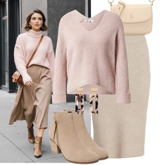 Outfit s Růžová/Bílá/Zlatý Visací Fräulein Wunder "Podzimní outfit na volný čas"